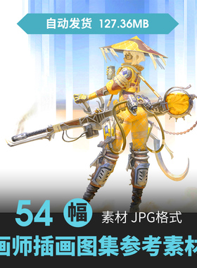 日韩灰色调少女插画集人物服饰场景CG原画动漫游戏线草稿临摹素材