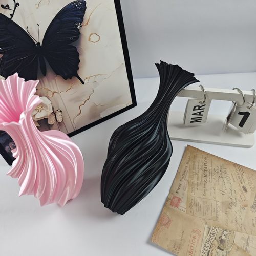 3D打印花瓶插花摆件法式扭曲轻奢
