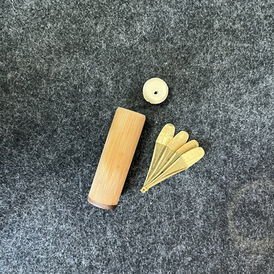 越南黄铜片手工制作口弦乐器带木筒少见的乐器四叶