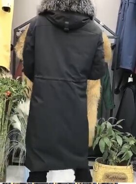 专柜正品男士长款派克服加长兔毛内胆皮草外套加厚保暖真皮大衣冬