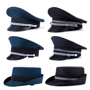 保安大檐帽新式保安白色藏青色保安帽大盖帽卷沿帽演出大沿帽子