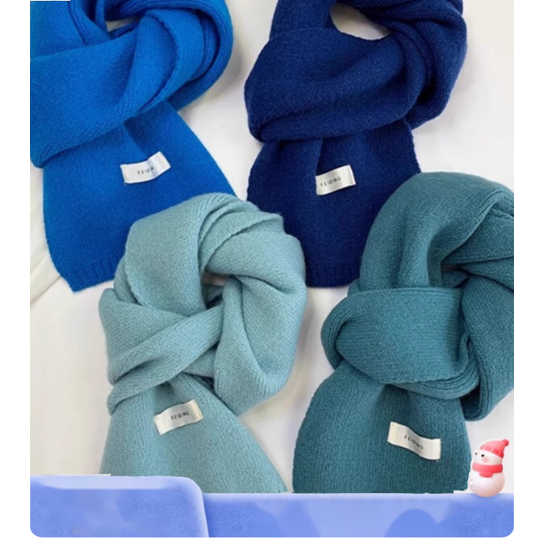 韩国网红ins新款针织围巾女冬季纯色百搭日系高级感洋气蓝色围脖,服饰配件/皮带/帽子/围巾,围巾/丝巾/披肩,淘宝优惠券,粉丝福利购,淘宝优惠卷