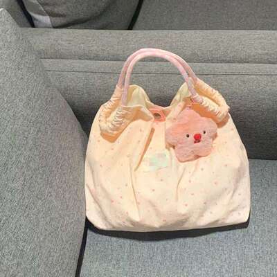 薄荷曼波帆布包手提包小拎包女大容量学生旅行轻便上班通勤兔子包