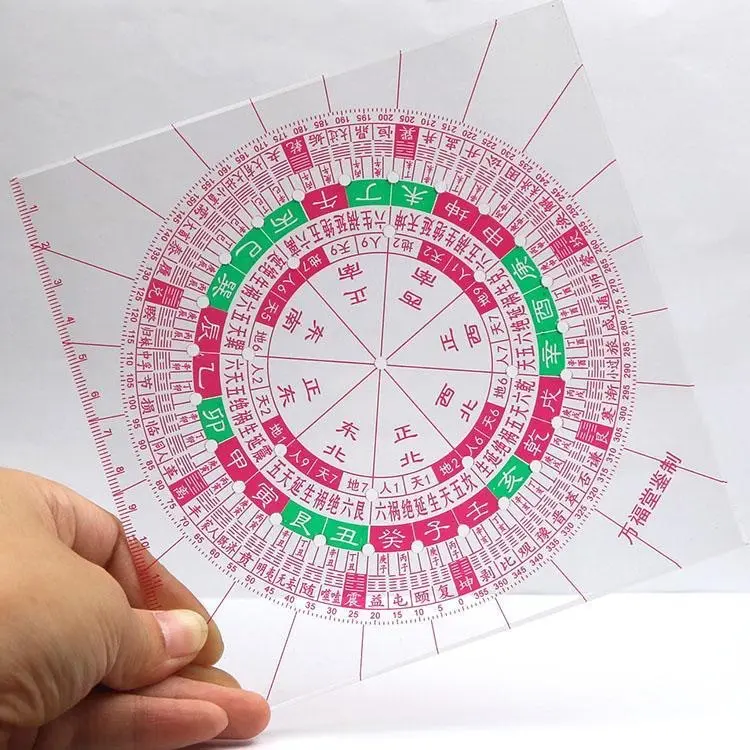 立极尺透明罗盘49孔八宅玄空飞星