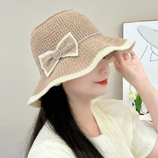 夏天帽子女款2025新款凉帽薄款洋气时尚渔夫帽防晒遮阳帽太阳帽女