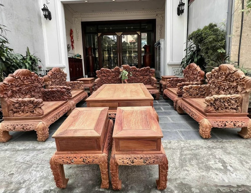 缅花荷茶宝座沙发红木茶几
