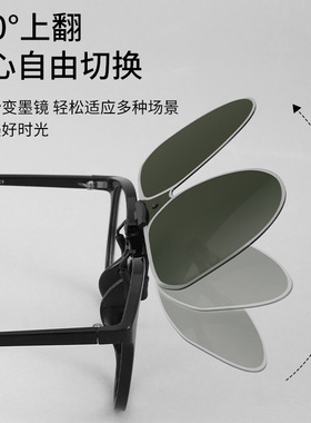 近视眼镜外配太阳镜偏光墨镜夹片户外骑行可上翻无边框两用墨镜片