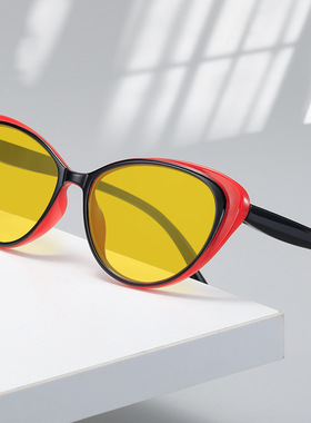 2026新款夜视眼镜复古猫眼防蓝光太阳镜男女士玩电脑竞技游戏护目