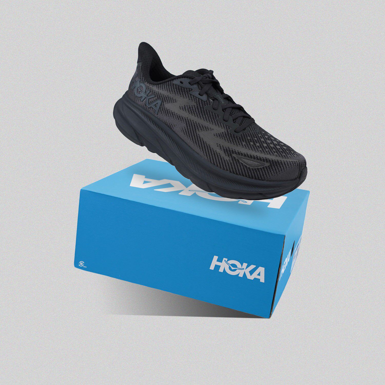 HOKA Clifton 9 女子黑武士舒适防滑耐磨低帮跑步鞋1127896-BBLC