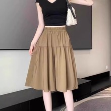棉麻裙裤女夏季薄款2025新款高腰6分短裤显瘦宽松冰丝阔腿五分裤