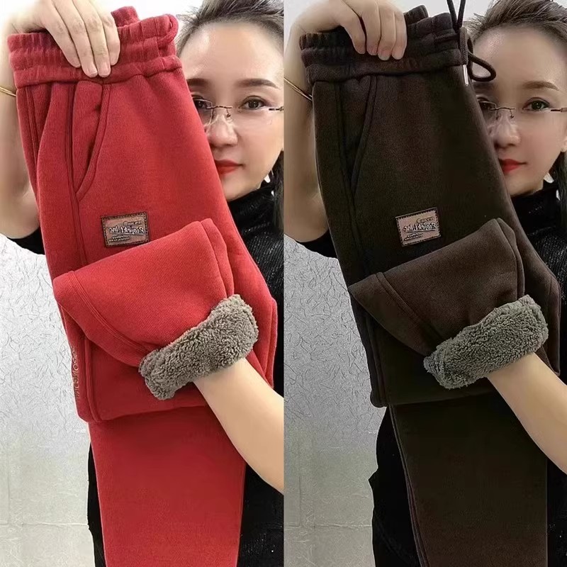 清仓捡漏加绒羊羔毛裤哈伦裤秋冬新款高腰保暖裤小个子束脚运动裤