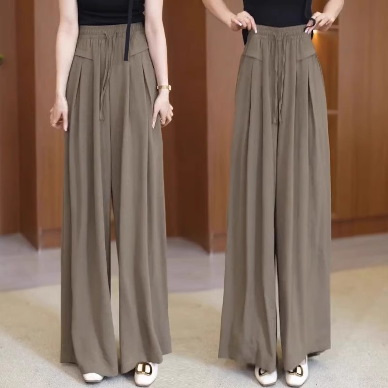 冰丝阔腿裤裙女装爆款2025新款夏季薄款高腰大码时尚洋气质直筒裤