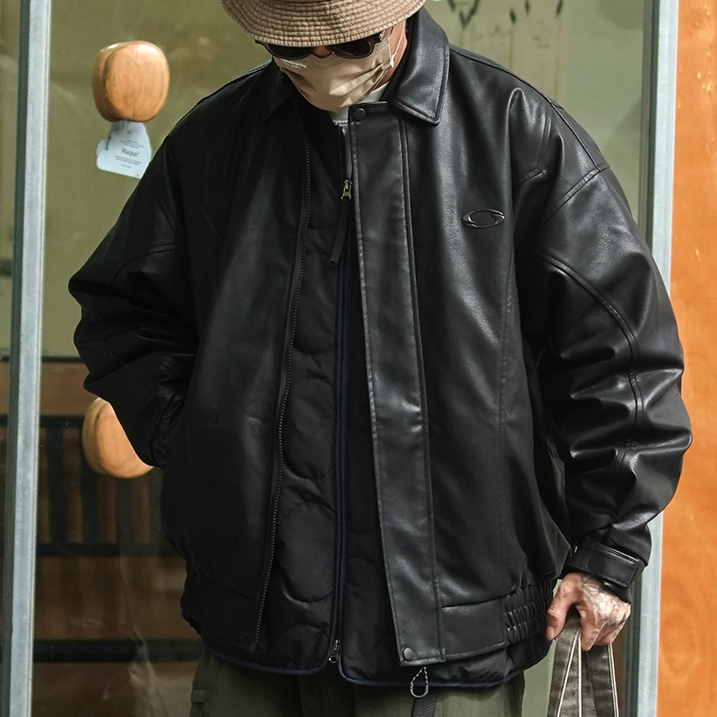 PROPCELL翻领廓形PU皮夹克