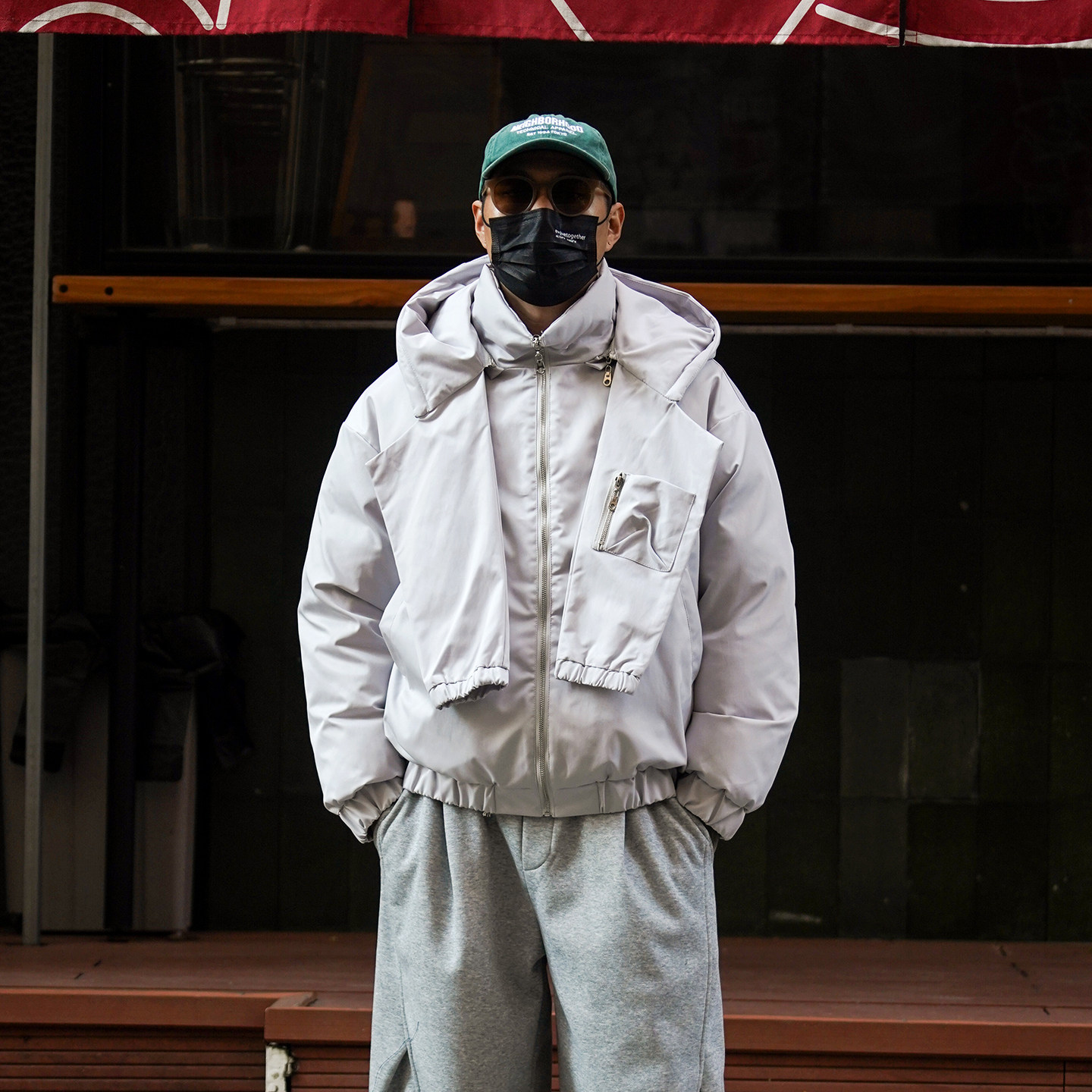 日系复古可拆帽加厚保暖棉衣男