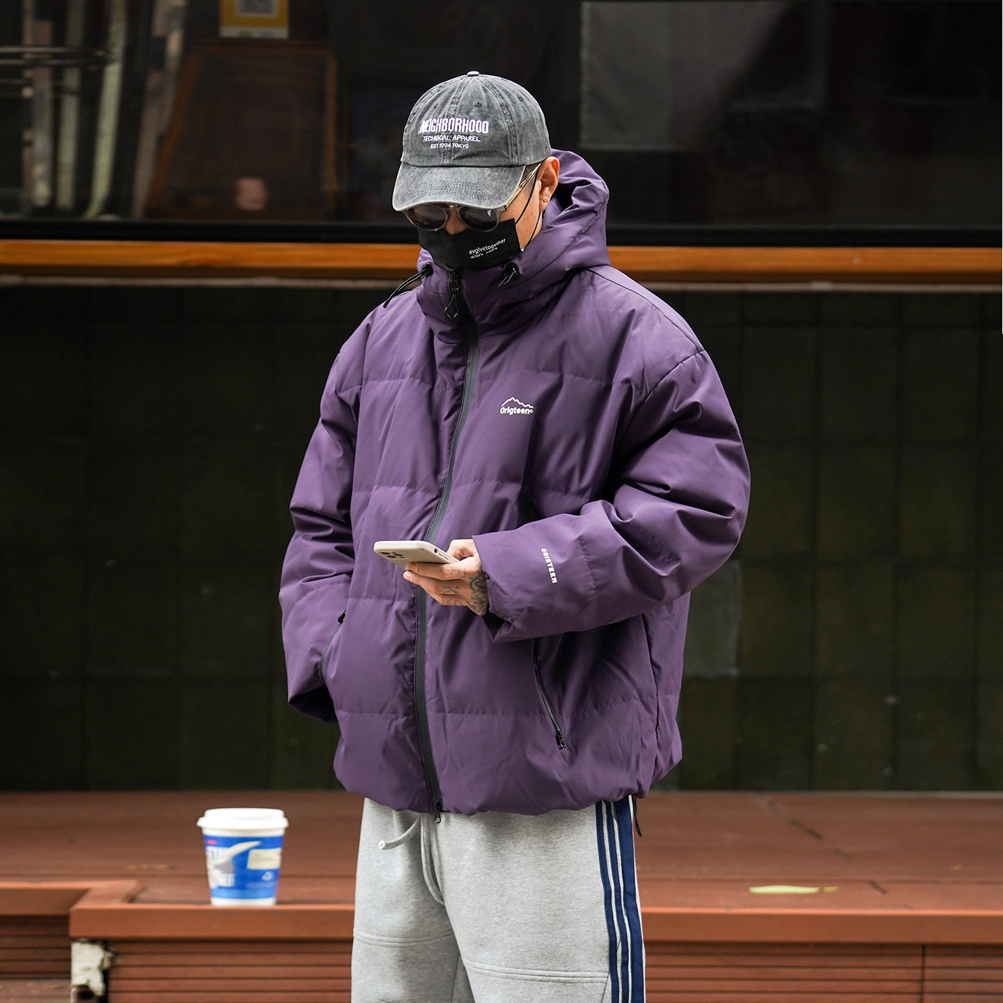 Propcell连帽加厚90白鸭绒服