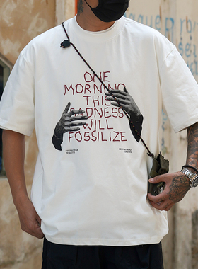 Propcell日系复古趣味字母印花短袖t恤男百搭夏季Cityboy潮流半袖