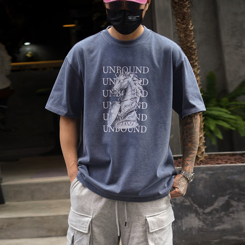 Propcell复古水洗做旧宽松T恤
