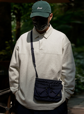 PROPCELL 重磅400克日系休闲Polo衫男Cityboy宽松燕麦灰长袖T恤潮