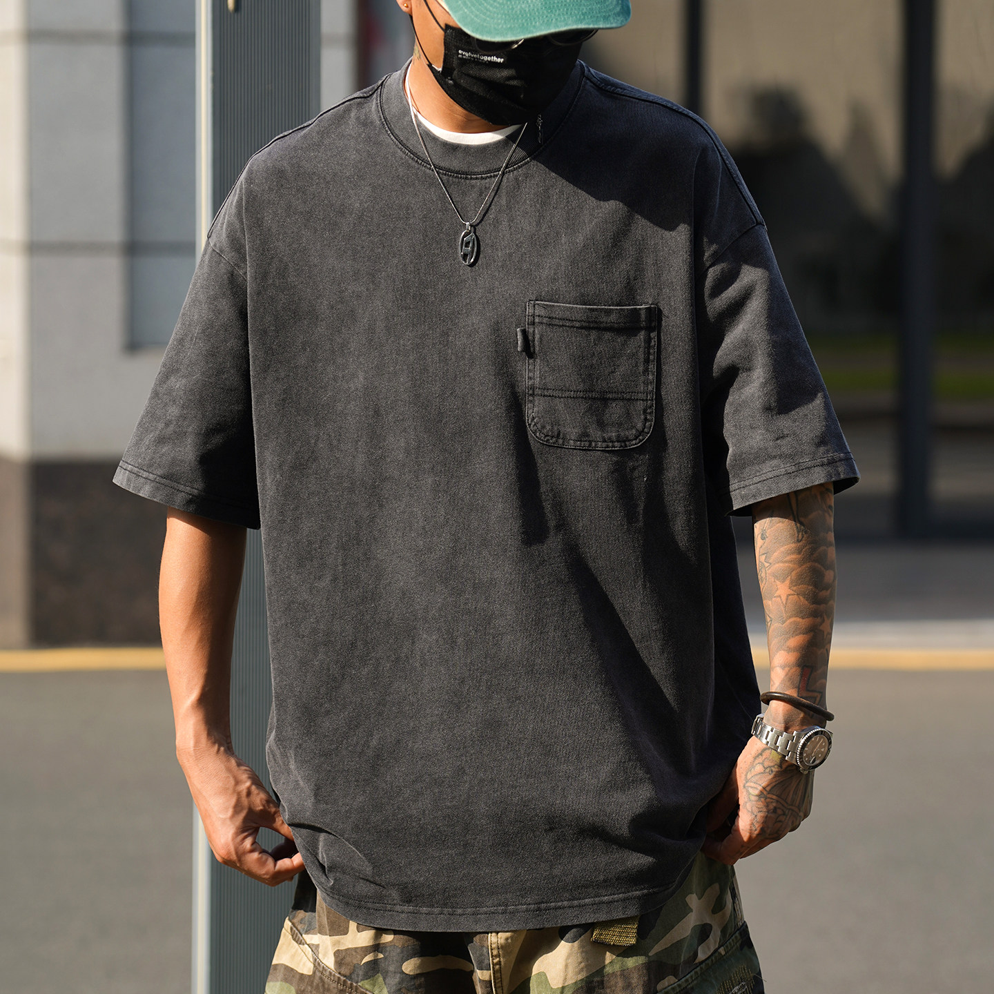 PROPCELL日系复古Cityboy休闲t恤水洗做旧重磅270G工装口袋短袖男,男装,T恤,淘宝优惠券,粉丝福利购,淘宝优惠卷