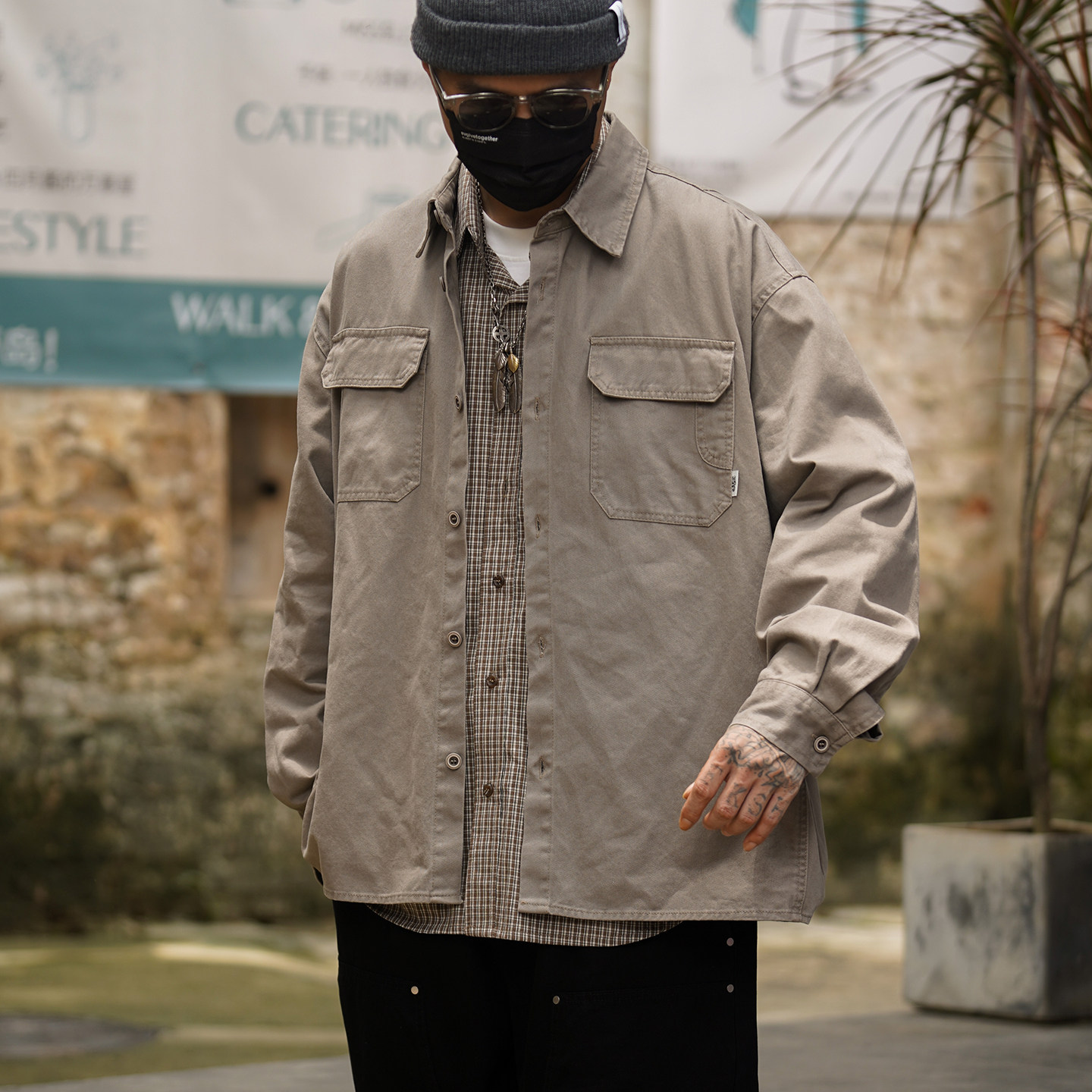 propcell日系复古潮流工装衬衫