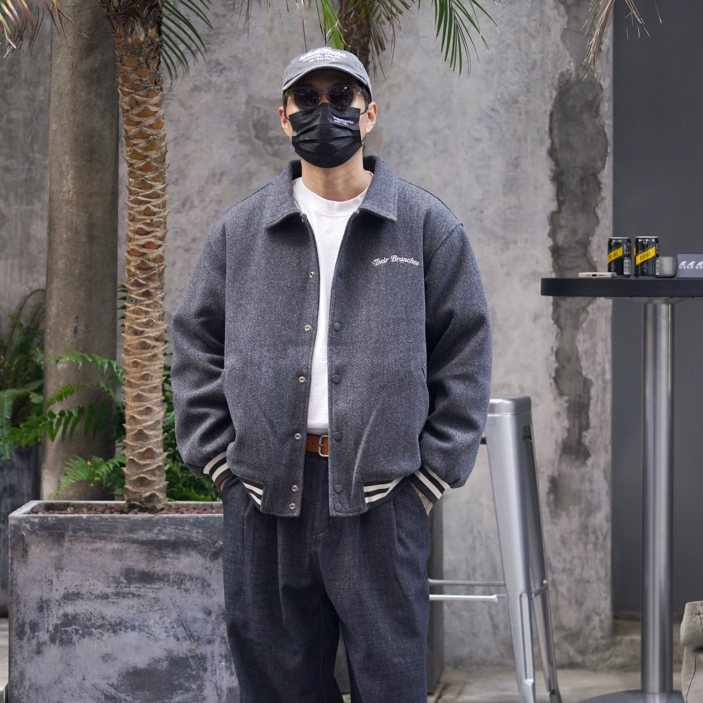 冬季美式复古翻领加厚保暖棒球夹