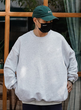 PROPCELL秋冬重磅500克口袋抽绳圆领纯色宽松日系Cityboy休闲卫衣