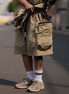 PROPCELL日系工装短裤男夏季中裤宽松口袋潮流五分裤cityboy裤子