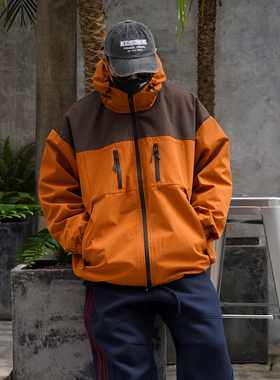 Propcell户外机能风防风加厚保暖三合一冲锋衣男拼接连帽夹克外套