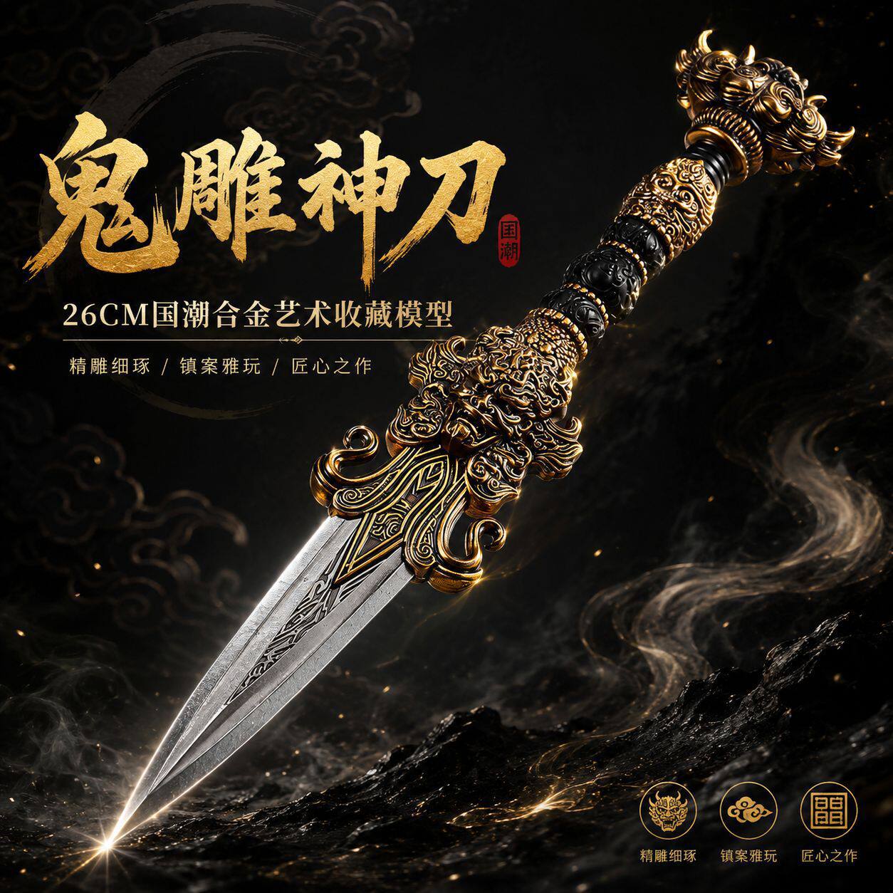 霍雨浩合金兵器鬼雕神刀模型道具手办金属武器cos拍照装备玩具刀