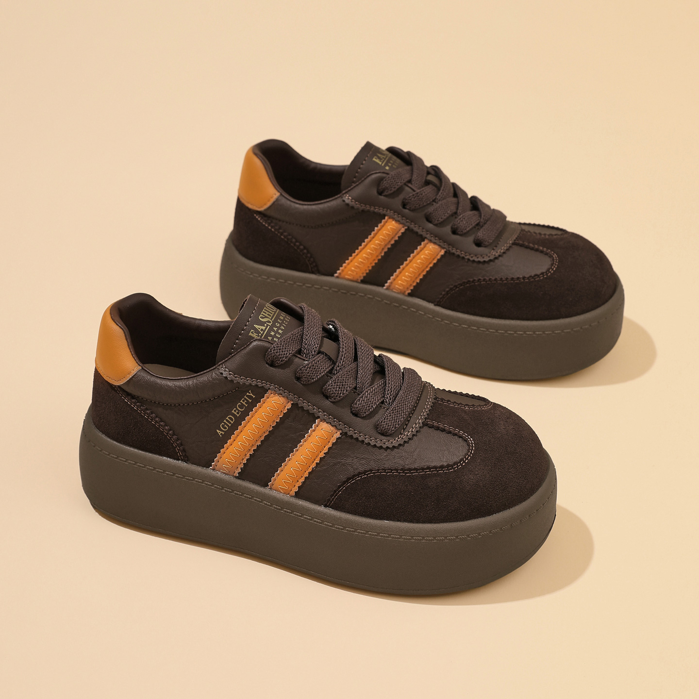 厚底真皮小白鞋女2025秋季新款