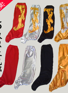 热卖蒙古服靴藏族表演演出舞蹈高弹力红色金色黑色花纹鞋套精品