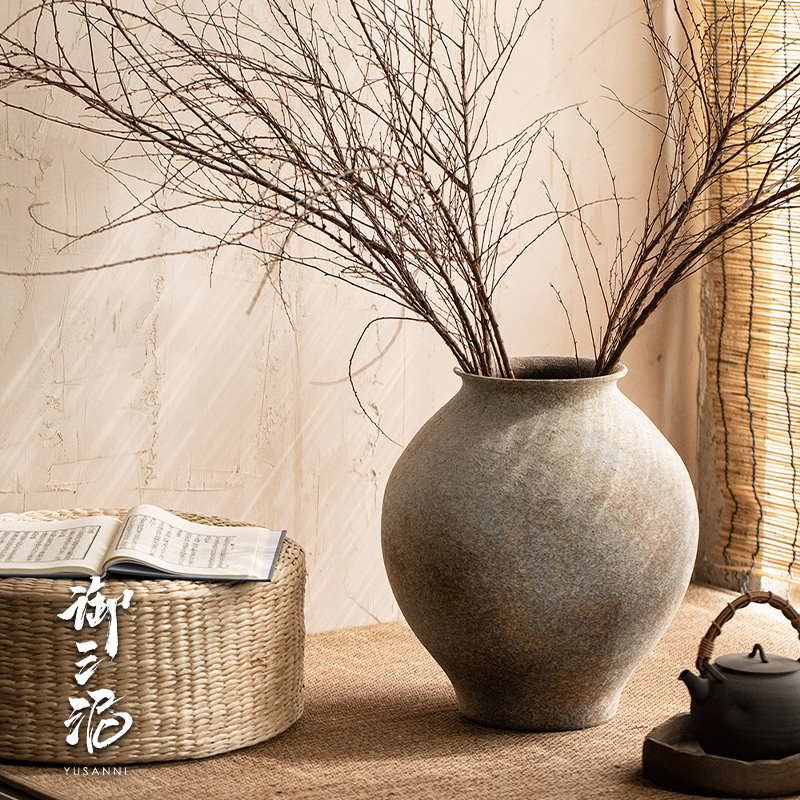复古斑驳陶瓷花瓶粗陶花器