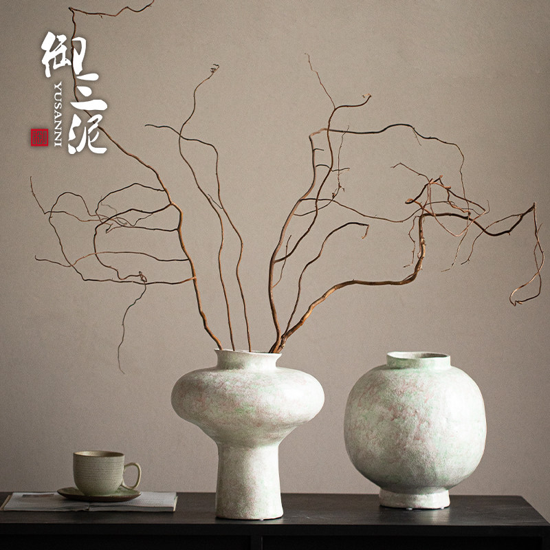 新中式陶瓷花瓶景德镇客厅插花玄关装饰摆饰花器覆古粗高级感陶罐