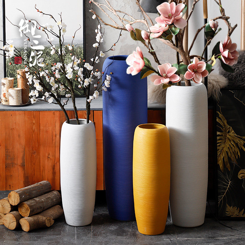 北欧花瓶客厅插花落地摆件假花仿真花现代简约陶瓷莫兰迪干花装饰