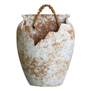 墙面花艺装饰禅意挂件复古花瓶花盆藤编壁挂式插花器花盆日式花道