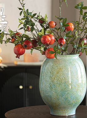 景德镇复古风陶瓷花瓶蓝色工艺轻奢客厅家居样板间摆件设计感装饰