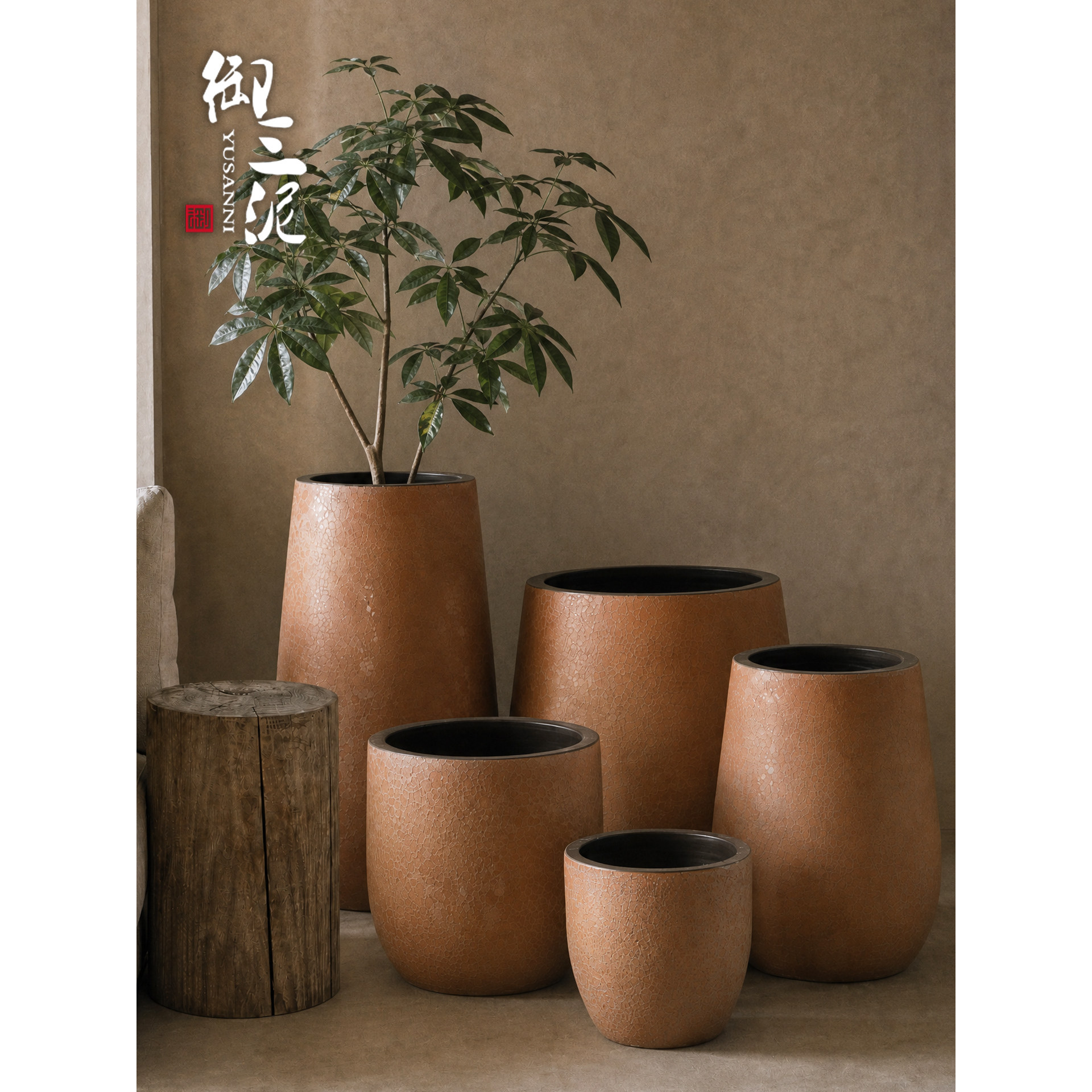 景德镇高级感陶瓷落地大花盆圆形大口径庭院别墅绿植造景种植高盆