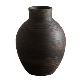 景德镇复古台面陶瓷花瓶黑色客厅玄关民宿茶室摆件粗陶罐禅意陶艺