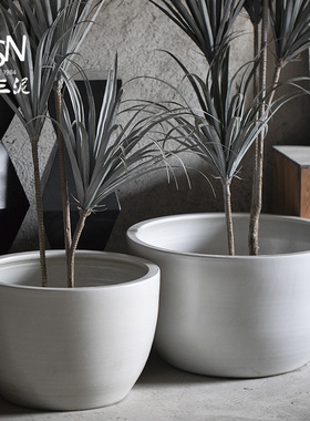 北欧风大口径陶瓷花盆白色陶瓷缸摆件种植大缸庭院装饰落地大盆