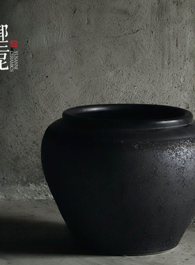 粗陶大号落地花盆陶瓷大缸种树庭院大缸北欧风陶瓷大口径装饰摆件