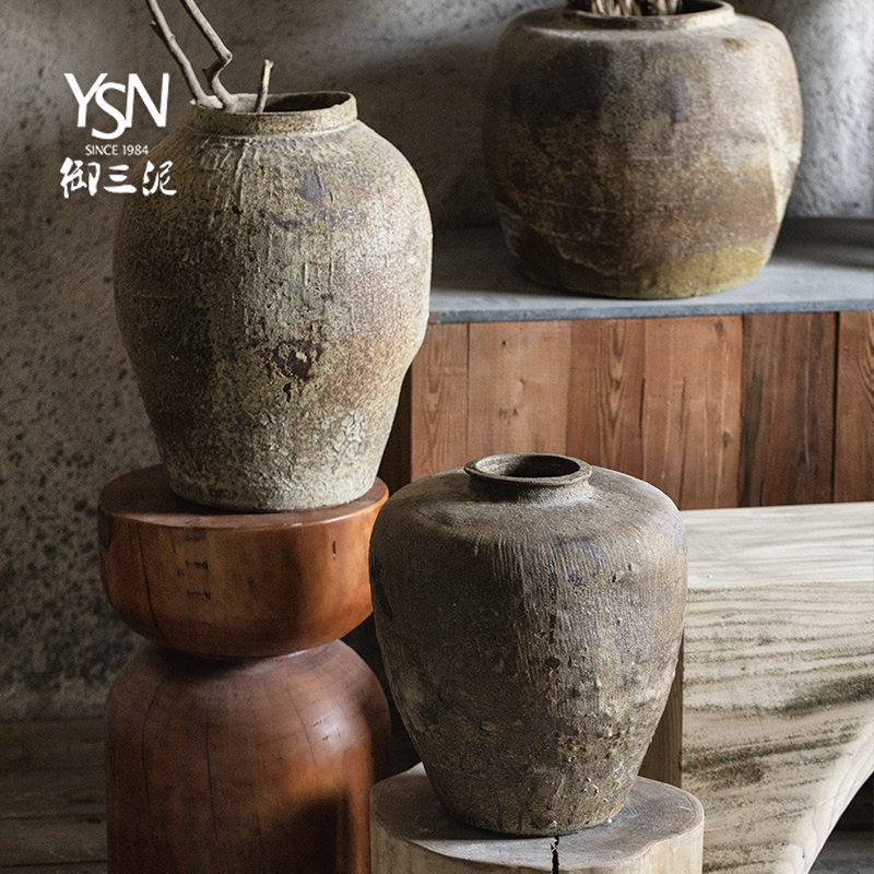 景德镇禅意瓶子可水培手工陶艺粗陶花器干花插花摆件陶瓷花盆陶罐