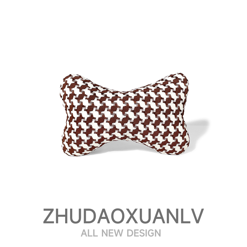 简约格子汽车头枕腰靠套装创意车载头枕护颈枕汽车用靠枕四季通用