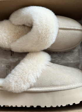 毛毛拖鞋女厚底外穿羊皮毛一体包头雪地靴半拖一脚蹬懒人棉鞋冬季