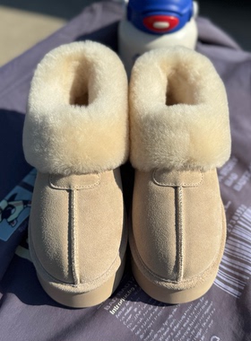 毛毛雪地靴女外穿羊皮毛一体包头拖雪松糕一脚蹬懒人棉鞋冬季便鞋