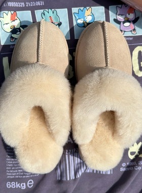 （瑕疵品）毛毛拖鞋女外穿皮毛一体包头拖羊毛雪地靴半拖一脚