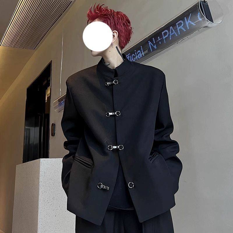 新中式男装西服唐装男款2023秋季年轻人中山装金属扣立领西装外套,男装,休闲西服,淘宝优惠券,粉丝福利购,淘宝优惠卷