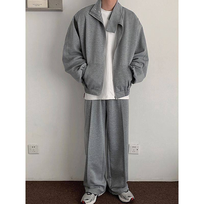 韩版宽松立领垫肩开衫卫衣外套男运动休闲套装宽松卫裤两件套潮流,男装,其他套装,淘宝优惠券,粉丝福利购,淘宝优惠卷