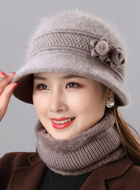 针织帽女士冬季奶奶毛线帽
