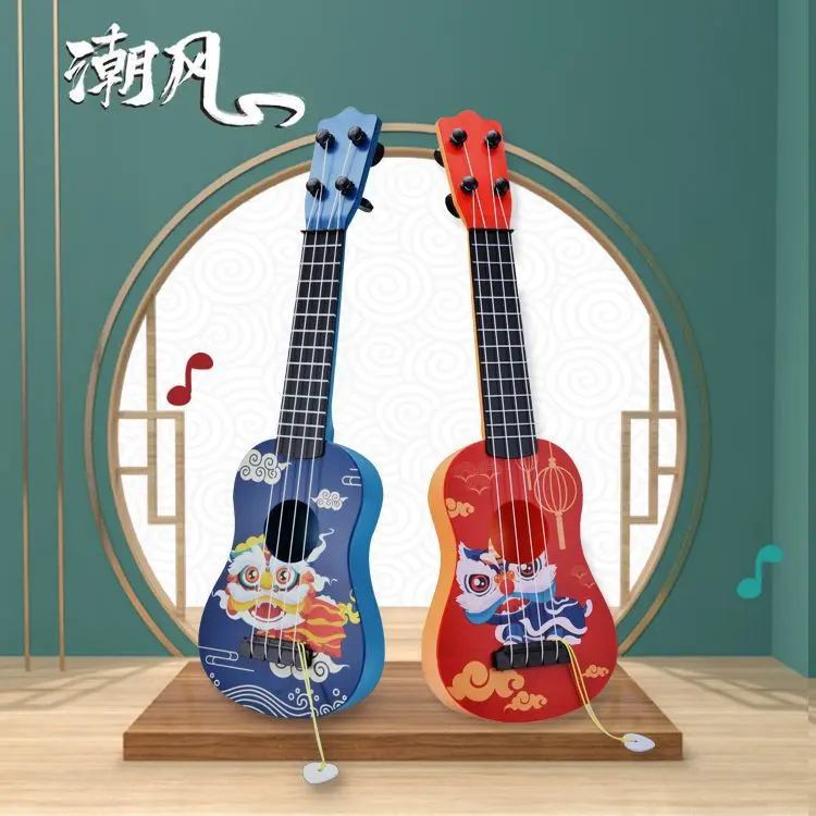 爆款儿童尤克里里玩具吉他国潮风醒狮吉他早教幼儿园乐器玩具国产