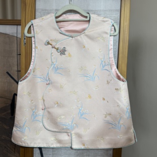 陆美英宋锦兰花蝴蝶圆领花瓣襟新中式国风手工盘扣日常百搭带钢印